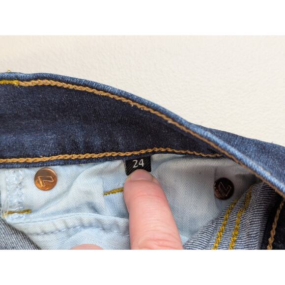 7 for All Mankind Ankle Gwenevere Womens 24 Blue Distressed Cropped Skinny Rock - Picture 6 of 9